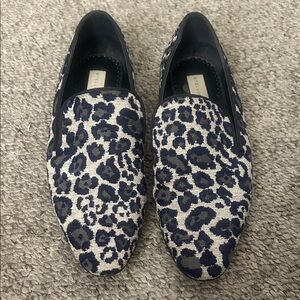 Stella McCartney Navy/grey Leopard Print Loafers 37